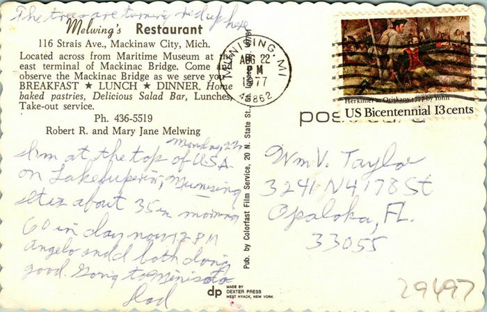 Melwings Restaurant - Old Postcard